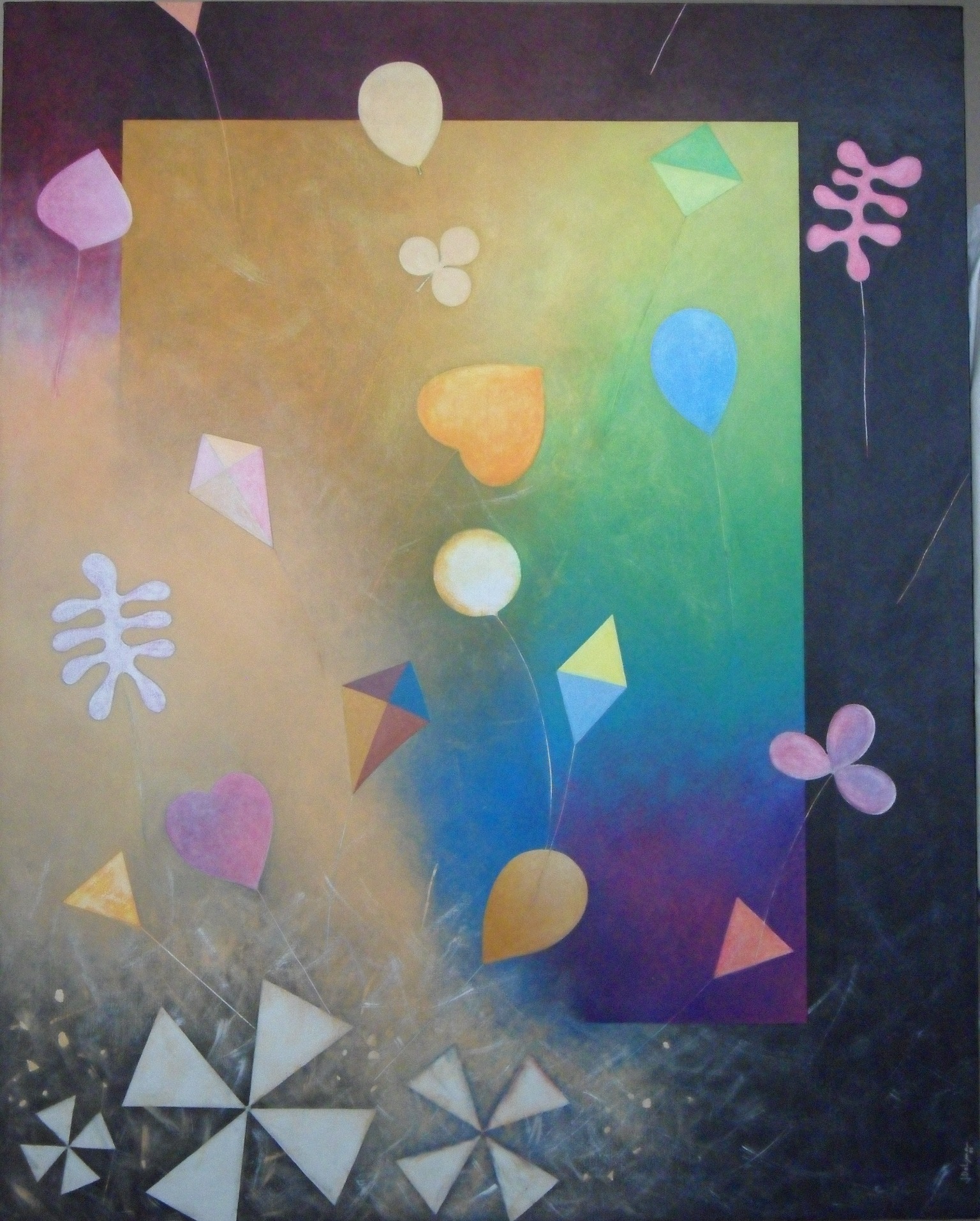 Voo das formas, 2003, acrílico s/ tela, 80 x 100